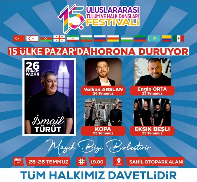 Pazar, 15. Uluslararası Halk Dansları ve Tulum Festivali'ne hazırlanıyor